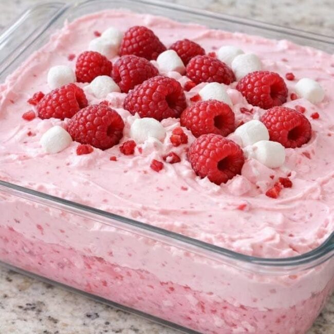 Easy 3-Ingredient Raspberry Fluff Dessert