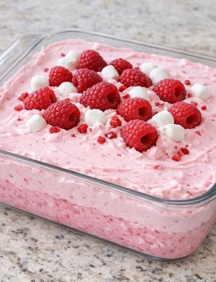 Easy 3-Ingredient Raspberry Fluff Dessert