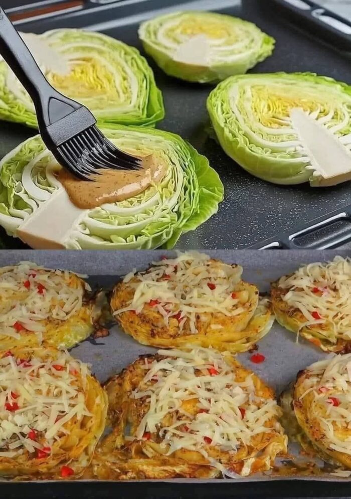Cheesy Roasted Cabbage Steaks
